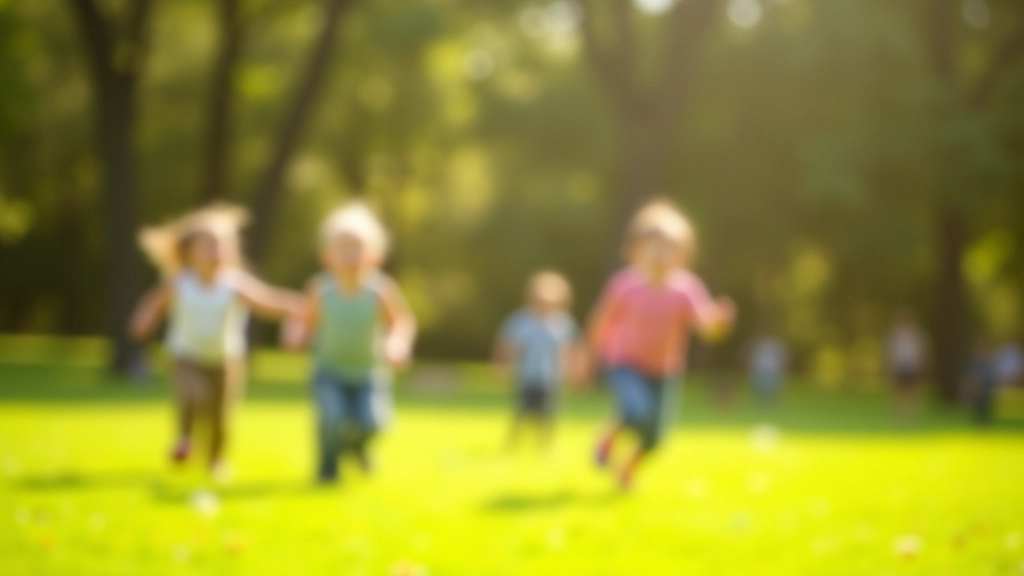 Crianças brincando num parque ao ar livre num dia de sol