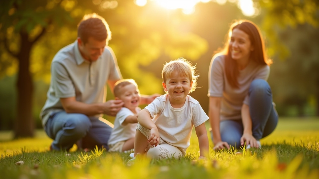 Família a brincar e divertir-se num parque durante o fim de semana em Portugal